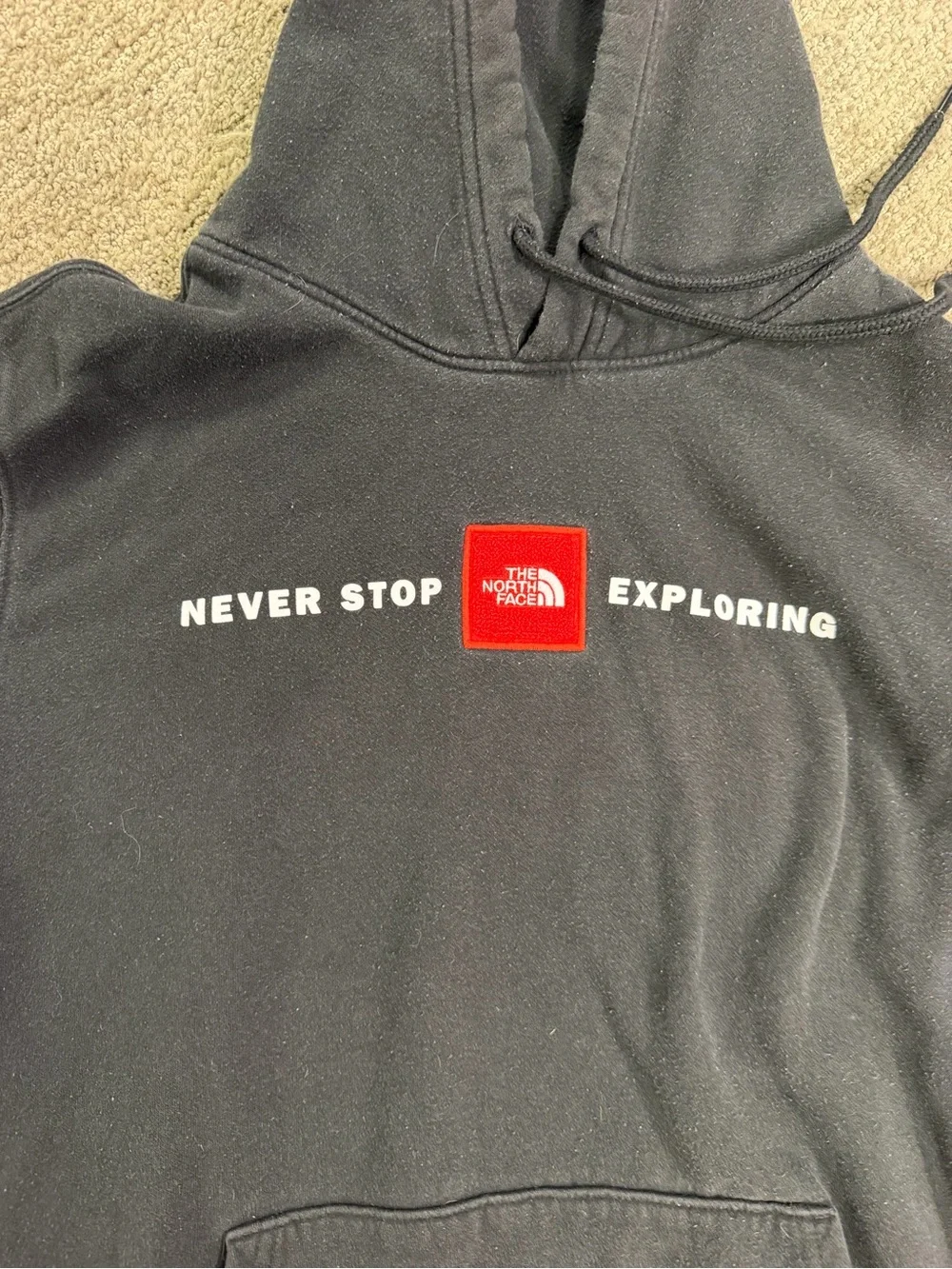 The North Face Black Hoodie with Red Logo Patch